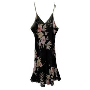 Vintage  Love Lines Black Sheer Floral Slip Dress